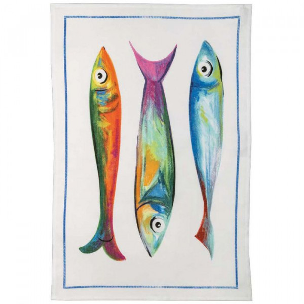 TESSITURA TOSCANA, POISSON BLEU, Sardinen, Geschirrtuch - Set 2