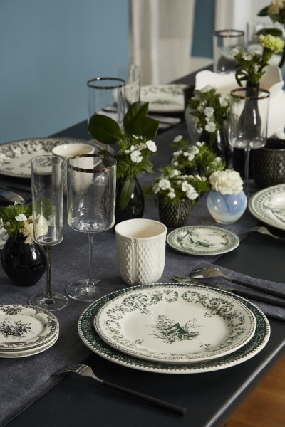 GIEN LES DEPAREILLEES, grün, KUCHEN / DESSERTTELLER - SET, OISEAU