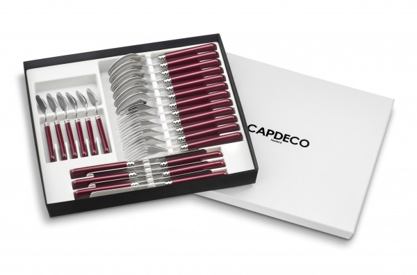 CAPDEKO, HELIOS, Besteckset, 24-tlg, kirschrot