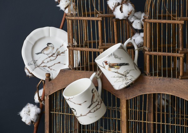 GIEN, LES OISEAUX DE LA FORET, Henkelbecher- Set, Distelfink