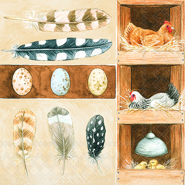 AMBIENTE, Cocktailservietten, FEDERN&EIER