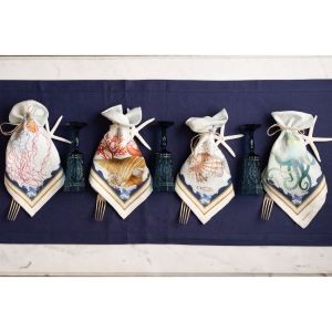TESSITURA TOSCANA, SOTTOMARINA, Stoffservietten-Set, maritimes