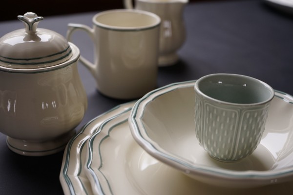 GIEN, FILET CELADON, Zuckerdose