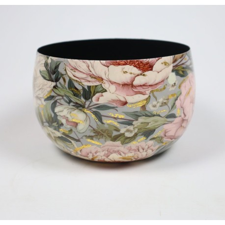 AM-DESIGN, Vase/Übertopf, Blüten, grün-weiß